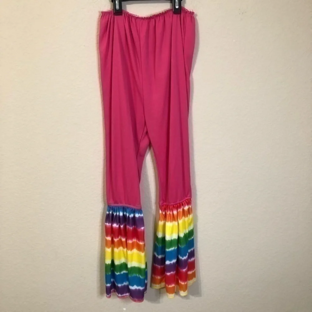 CostumesUSA Hippie Bell Bottom Pants Pink Tie Dye Halloween Costume Retro - Picture 1 of 4